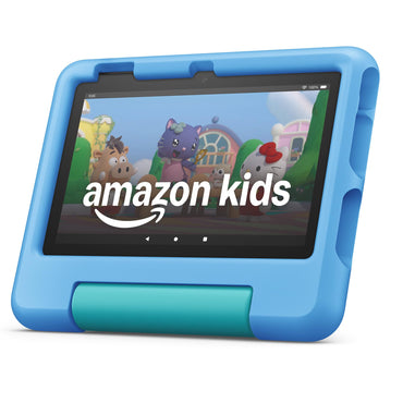 Amazon Fire 7 Kids tablet (newest model) ages 3-7. Top-selling 7" kids tablet on Amazon. Includes ad-free and exclusive content, easy parental controls, 10-hr battery, 32 GB, Blue