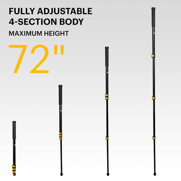 KODAK PhotoGear 72” Portable Monopod | 21”-72” Lightweight Aluminum Monopod | 4-Section Flip Lock Adjustment, Smartphone Adapter, Rubber Foot with Retractable Spike, Wrist Strap & Bonus E-Guide & Case