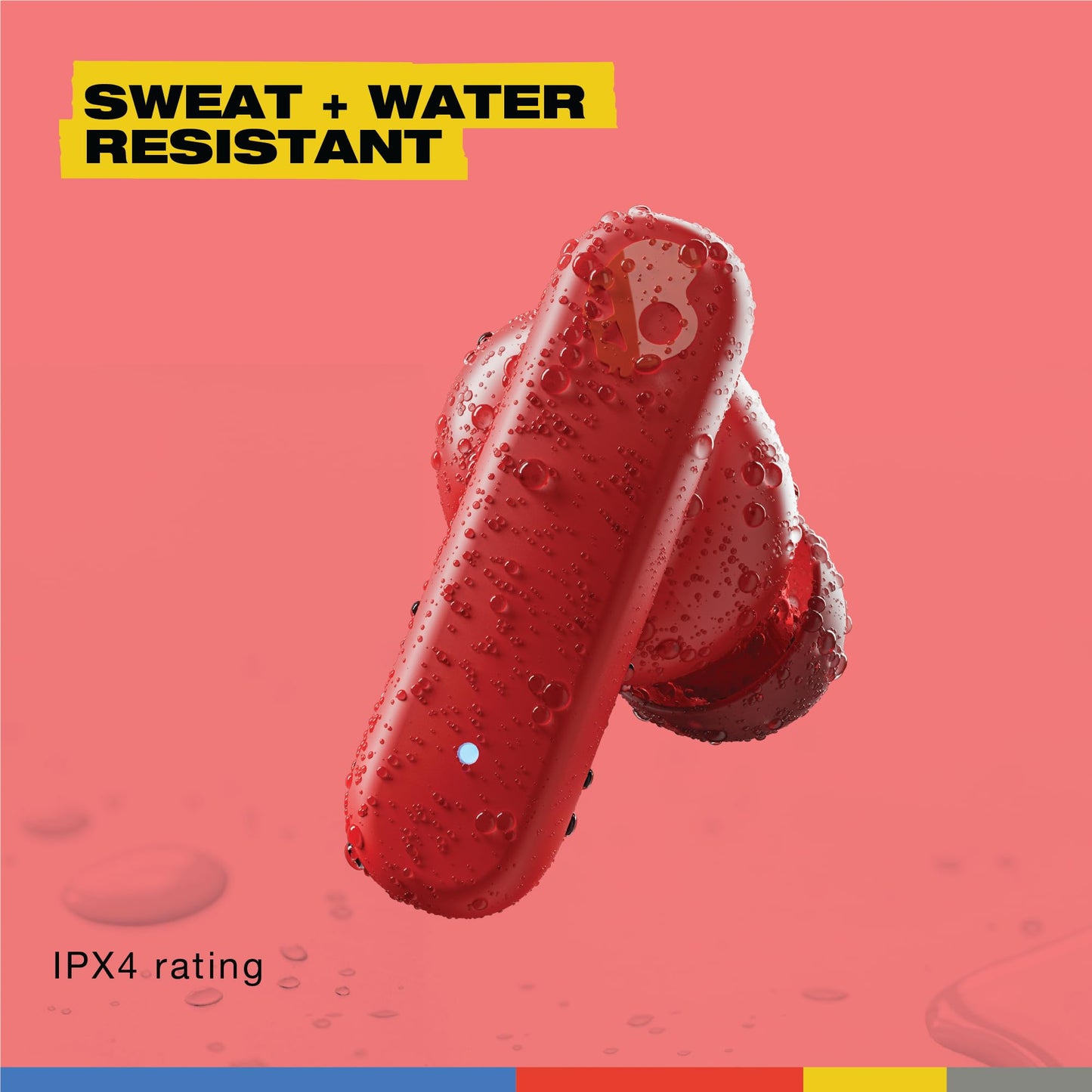 Skullcandy Smokin’ Buds Wireless Earbuds, Bluetooth Headphones, Noise Isolating Fit, Up to 20 Hours Battery, IPX4 Sweat and Water Resistant, Microphone for iPhone Android - Flame