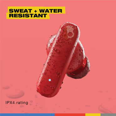 Skullcandy Smokin’ Buds Wireless Earbuds, Bluetooth Headphones, Noise Isolating Fit, Up to 20 Hours Battery, IPX4 Sweat and Water Resistant, Microphone for iPhone Android - Flame