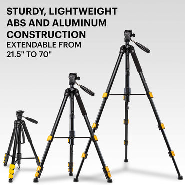 KODAK PhotoGear 2-in-1 Tripod & Monopod with Remote | Lightweight 70” 4-Section Flip-Lock, Converts to 64.5” Monopod | QuickRelease Plates 3-Way Swivel Head Bubble Level Bonus Tripod E-Guide & Case