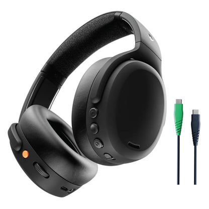 Skullcandy Crusher ANC 2 Over-Ear Noise Canceling Wireless Headphones with Sensory Bass and Charging Cable, 50 Hr Battery, Skull-iQ, Alexa Enabled, Microphone, Works with Bluetooth Devices - Black