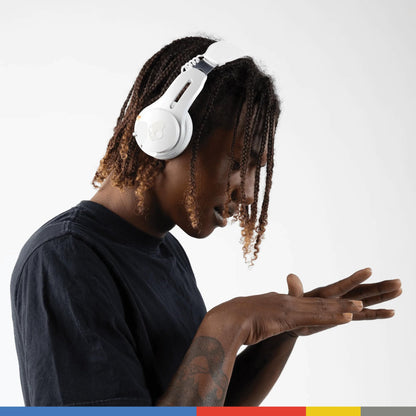 Skullcandy Icon ANC Wireless On-Ear Bluetooth Headphones, Active Noise Cancelling, Up to 60 Hours Battery, Sweat Water Resistant, Foldable and Durable, Microphone for iPhone Android - Bone