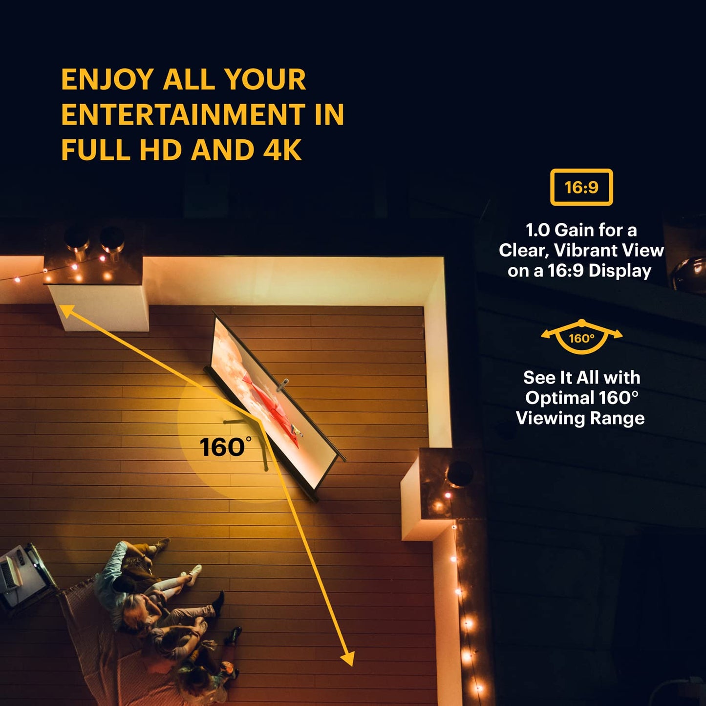 KODAK 60 Inch Projector Screen with Stand | Pull Down Projection Backdrop for Outdoor & Indoor Movies with Adjustable Tripod, White Matte Fabric Material & Storage Carry Case | Lightweight & Portable