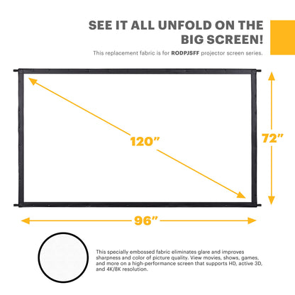 KODAK 120” Replacement Projector Screen | Fast Fold High Contrast White Projection Backdrop for Outdoor & Indoor Movies in Front Projection | Easy Clean Glare Proof, Wrinkle Free Fabric