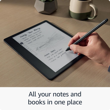Amazon Kindle Scribe (16 GB) - Now write directly on books and documents. With built-in notebook summarization. A Kindle and notebook, all in one. Includes Basic Pen
