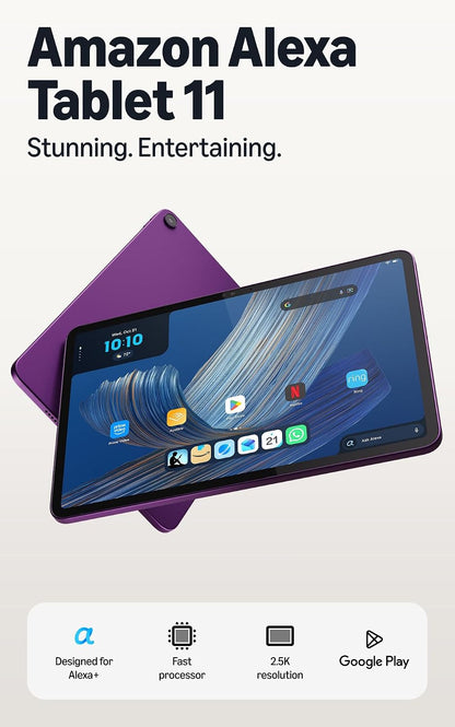 Amazon Alexa Tablet 11 8GB RAM 64GB 11" 2.5K Tablet with Alexa+ and Google Play - Amethyst