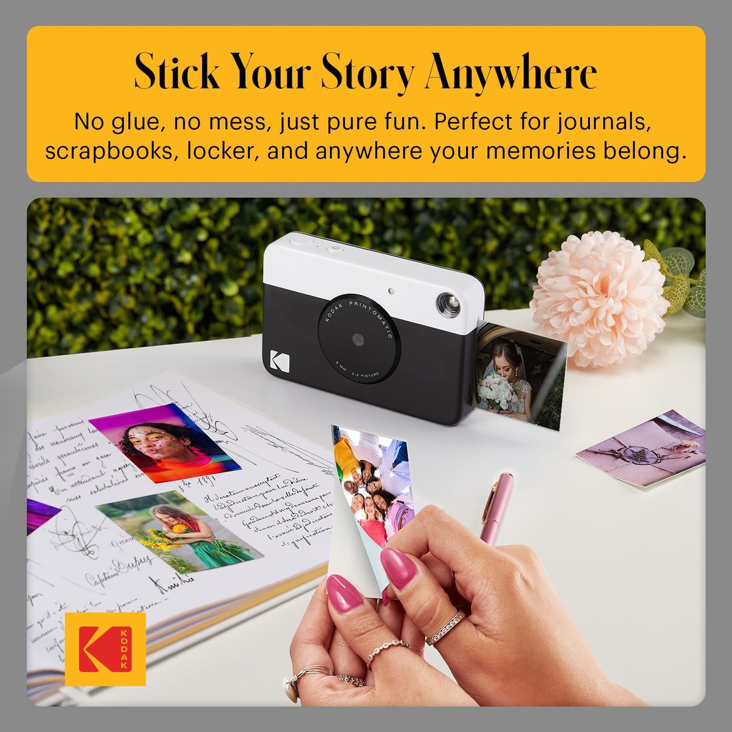 KODAK Printomatic Full-Color Instant Print Digital Camera - Colorful Photos On Zink 2x3" Sticky-Back Photo Paper - 5MP, Portable, Creative Fun Gift for Birthday, Christmas, Holiday - Black