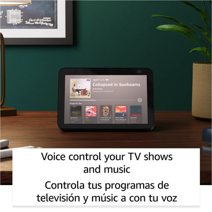 Echo Show 8 (2nd Gen, 2021 release) | International Version with EU Power Adaptor | HD smart display with Alexa and 13 MP camera | Charcoal
