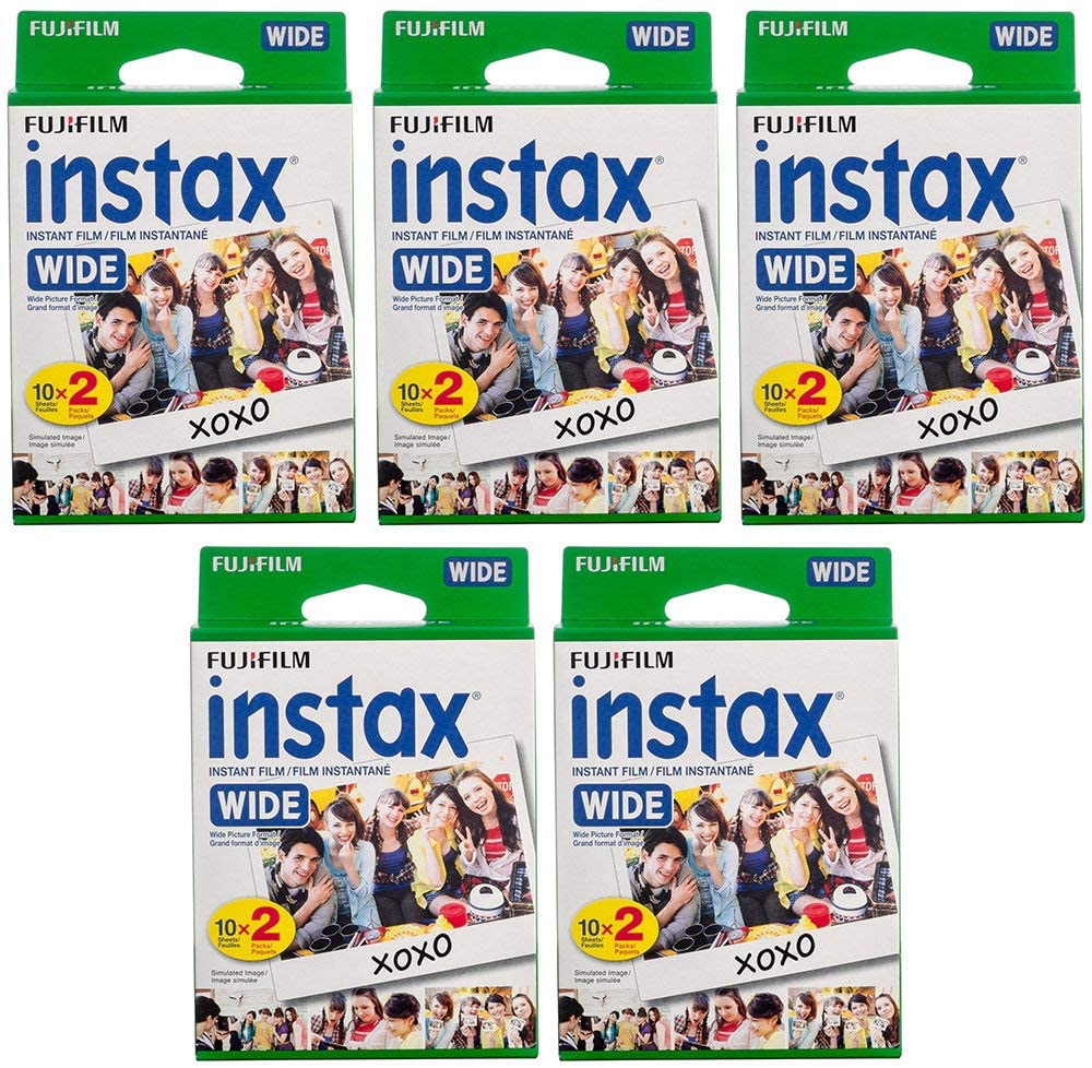Wide Instant Film, White, 20 Exposures (5 Boxes)