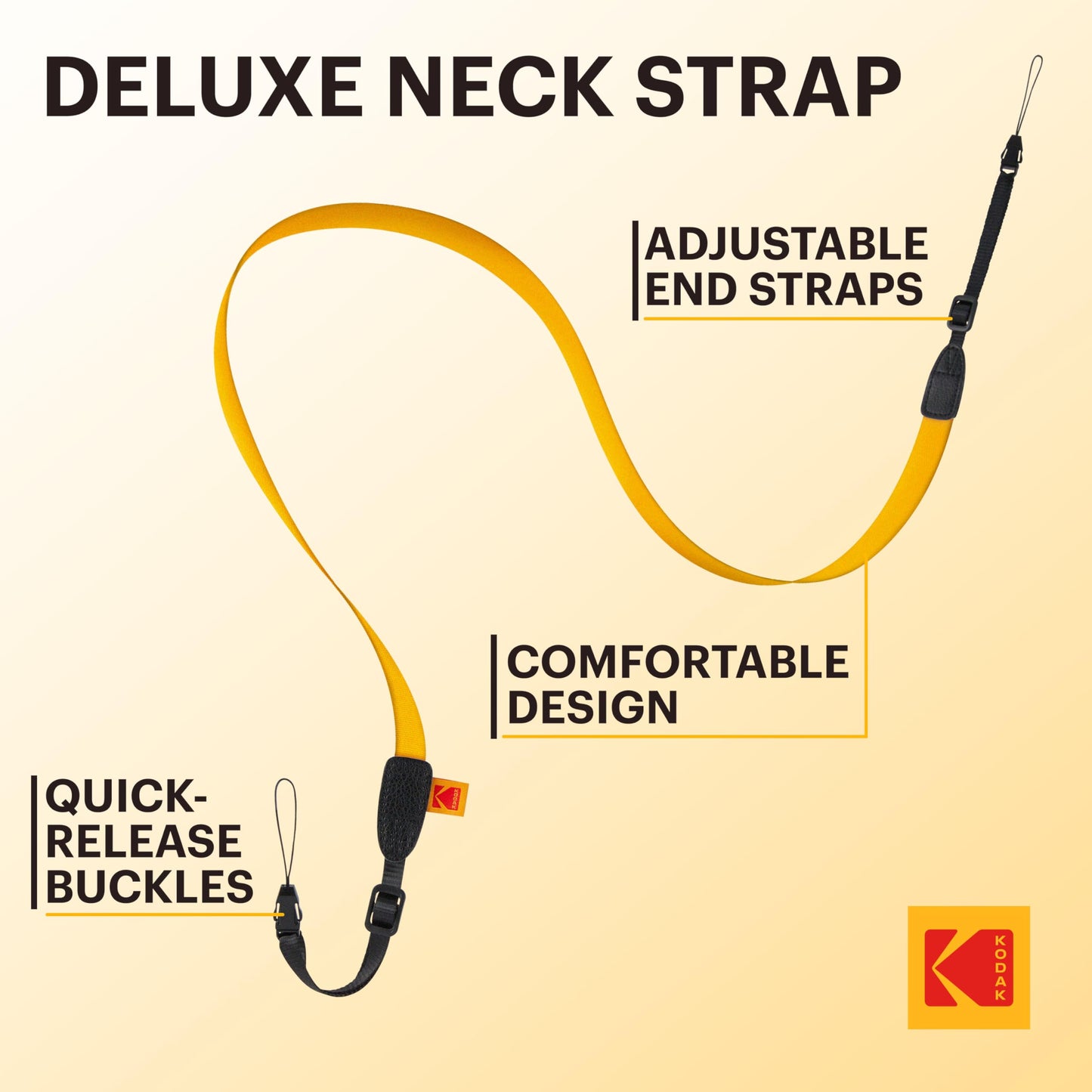 KODAK Deluxe Neck Strap Color Kit, Comfortable & Detachable Camera Straps, Compatible Smile + Instant Camera, 6 Color Pack (White, Black, Pink, Green, Blue, and Hot Pink)