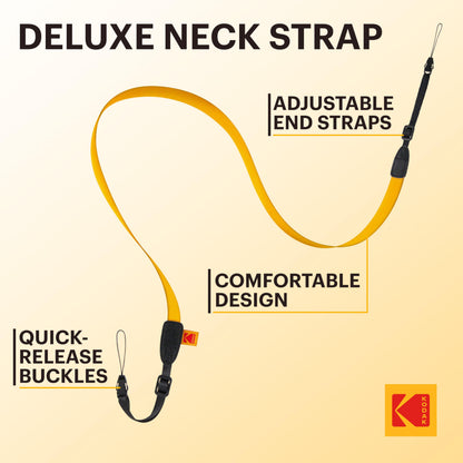 KODAK Deluxe Neck Strap Color Kit, Comfortable & Detachable Camera Straps, Compatible Smile + Instant Camera, 6 Color Pack (White, Black, Pink, Green, Blue, and Hot Pink)