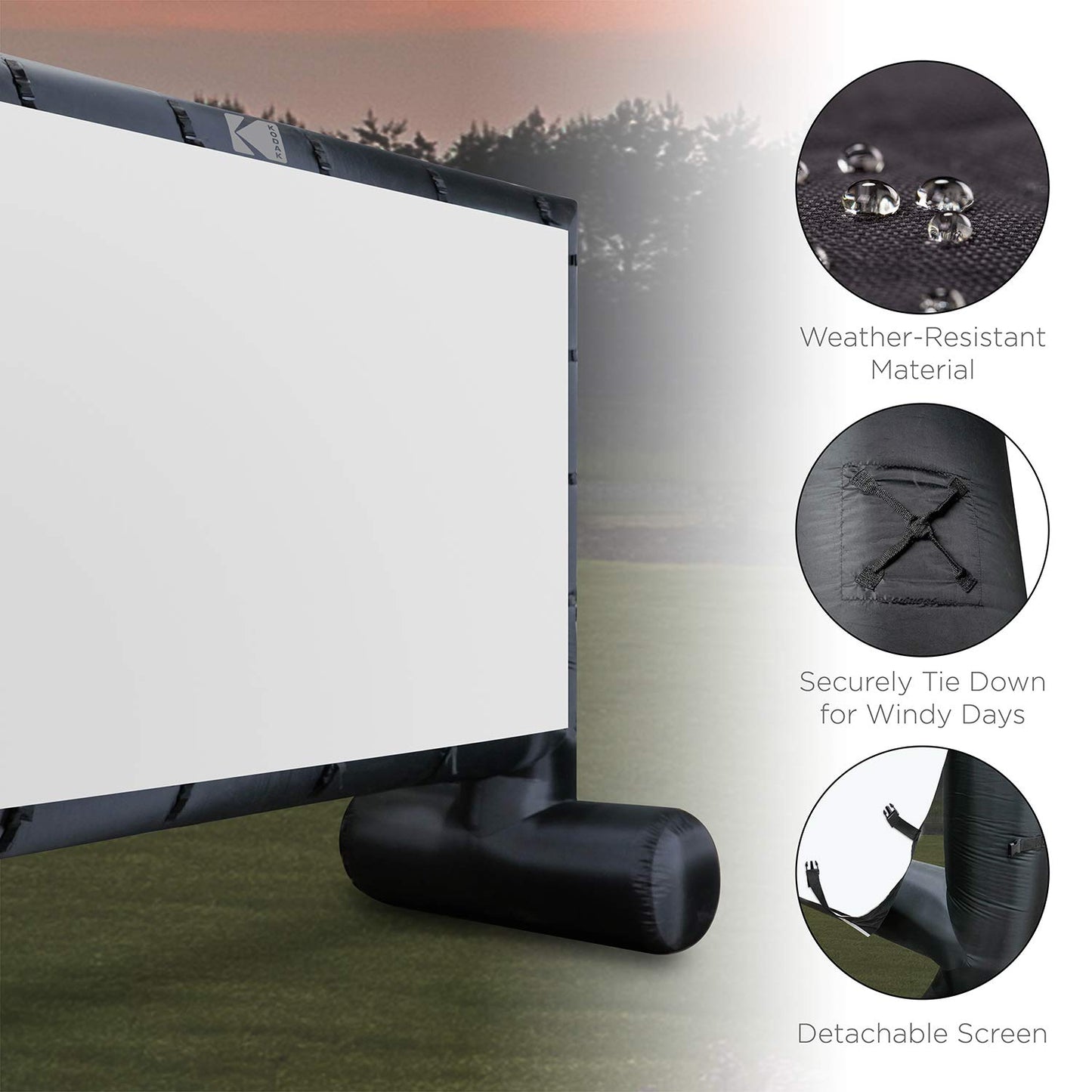 KODAK Inflatable Outdoor Projector Screen | 14.5 Feet, Blow-Up Screen for Movies, TV, Sports Games & More | Includes Air Pump, Storage Carry Case, Stakes, Repair Patches