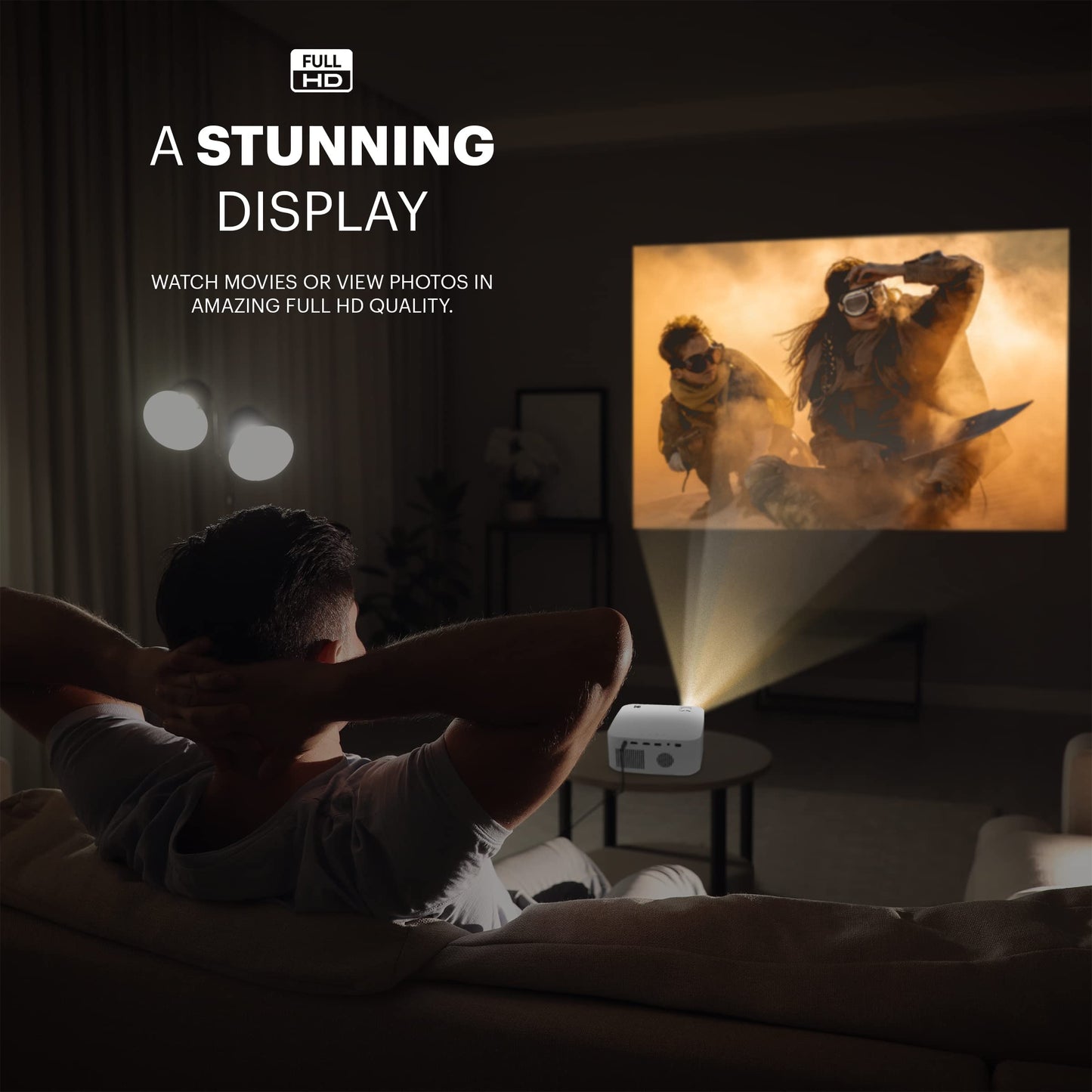 KODAK FLIK X10 Full HD Multimedia Projector | Mini Portable Compact Home Theater System with Remote Control, Native 1080p Video Projection & HDMI Cable | Watch Movies from iPhone, Laptop & More