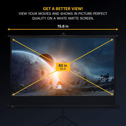KODAK 80” Projection Movie Screen Premium Portable Lightweight White 16:9 HD 4K Projector Screen, Adjustable Tripod Stand & Storage Carry Bag | Easy Assembly for Home, Office, School & Church