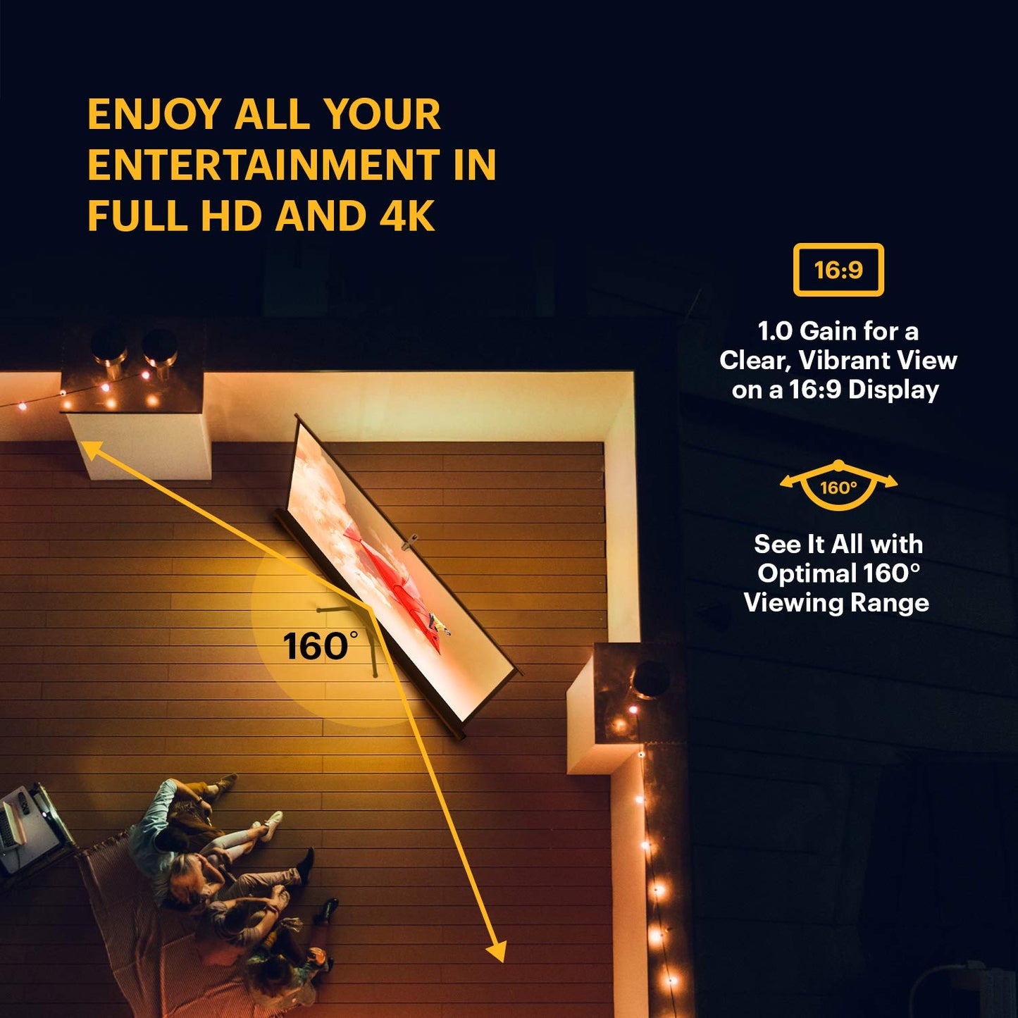 KODAK 100” Projection Screen | Portable Lightweight White 16:9 Projector Screen, Adjustable Tripod Stand & Storage Carry Bag | Adjustable Height & Easy Assembly for Home, Office, School & Church