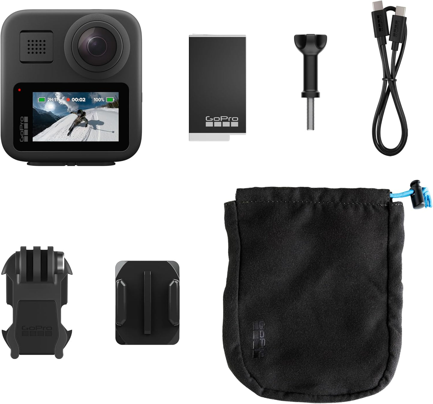 GoPro MAX - Waterproof 360 + Traditional Action Camera with Touch Screen Spherical 5.6K30 HD Video 16.6MP 360 Photos 1080p Live Streaming Stabilization