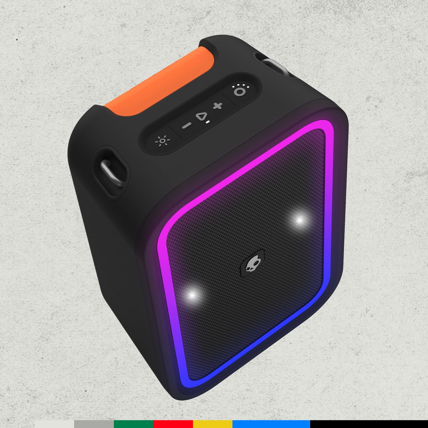 Skullcandy Stomp Bluetooth Speaker - IPX7 Waterproof Wireless Portable Speaker, with LED Lightshow & Strobe Modes, 12 Hour Battery, Multi-Link, & USB-C & USB-A Output Charging (Stomp, Black)