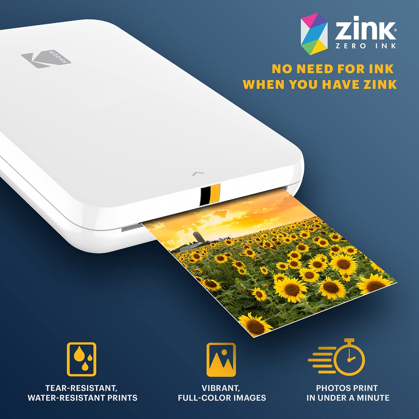 KODAK Step Slim Instant Smartphone Photo Printer - Portable Sleek Color Wireless Mobile Printer - Zink 2x3” Sticky-Back Photos - Print from iOS & Android Devices with Bluetooth w/the Fun App - White