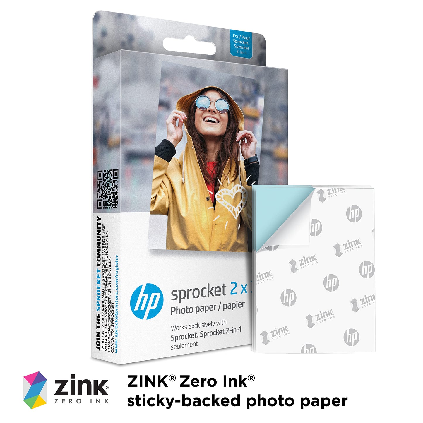 HP Sprocket 2x3" Premium Zink Sticky Back Photo Paper (50 Sheets) Compatible with HP Sprocket Photo Printers