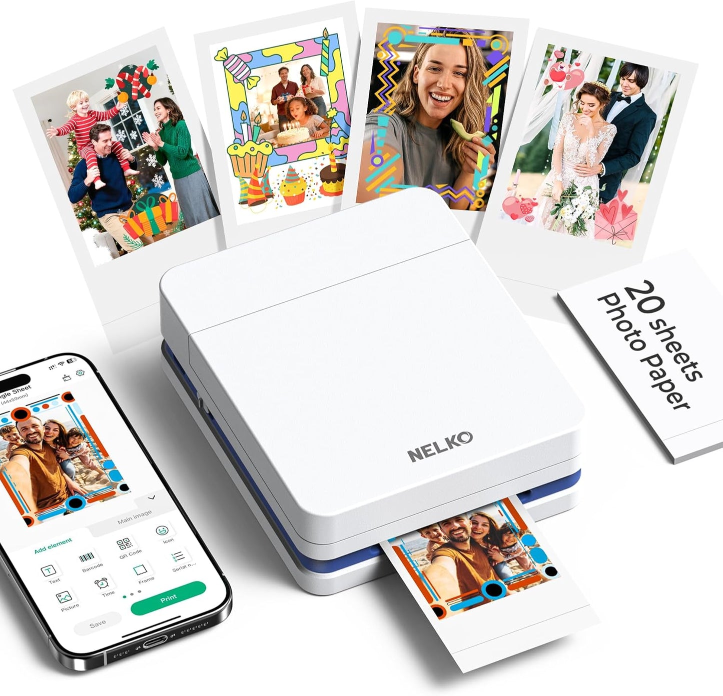 HP Sprocket 2.3 x 3.4 Premium Instant Zink Sticky Back Photo Paper (50 Sheets) Compatible with HP Sprocket Select and Plus Printers.