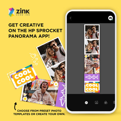 HP Sprocket Panorama 16.4’ (5 Meter) Zink Paper Roll - Zink Zero-Ink Sticky Backed, Smudge-Proof Instant Photo Paper Roll. Compatible with HP Sprocket Panorama Photo and Label Printer