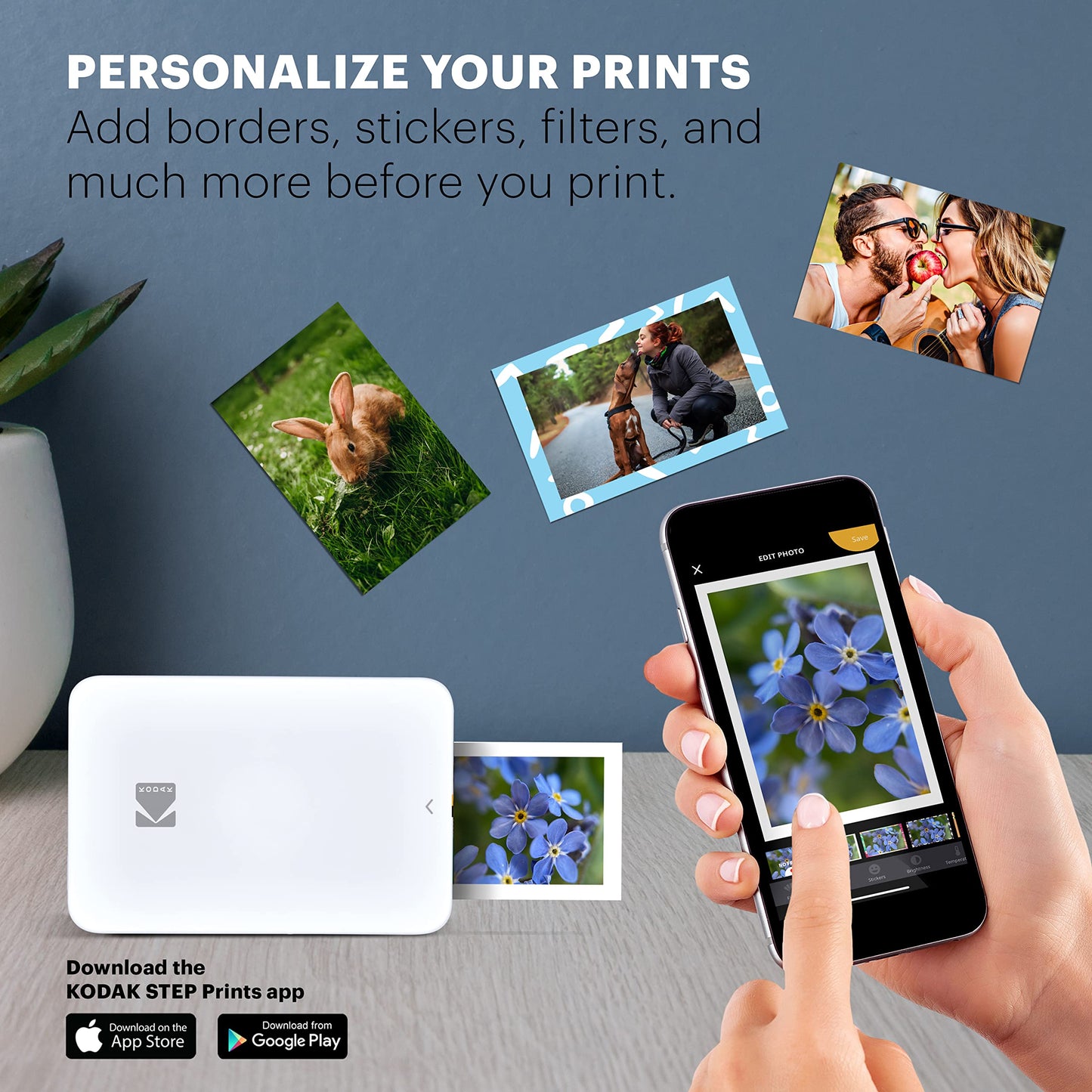 KODAK Step Slim Instant Smartphone Photo Printer - Portable Sleek Color Wireless Mobile Printer - Zink 2x3” Sticky-Back Photos - Print from iOS & Android Devices with Bluetooth w/the Fun App - White
