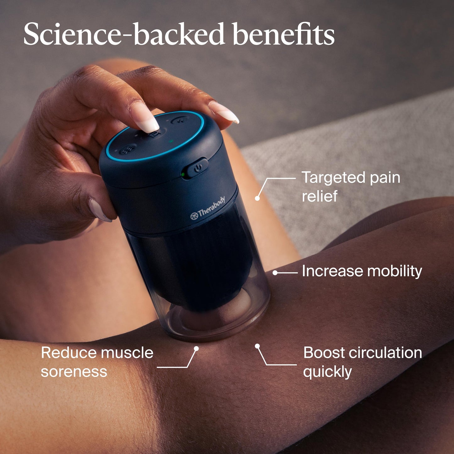 Therabody TheraCup - Portable Cupping Massage Therapy for Localized Muscle Tension Relief & Blood Circulation in Back, Shoulders, Legs and Body - Smart Cupping Therapy with ThermaVibration Technology