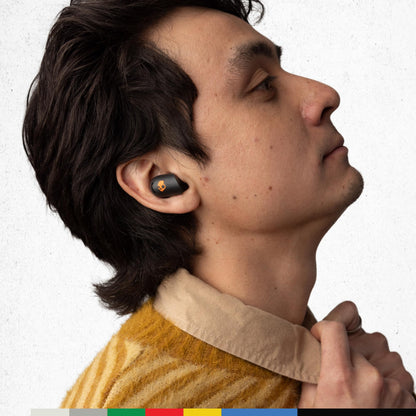 Skullcandy Sesh ANC Active Wireless Earbuds, Bluetooth Headphones, Noise Cancelling, Up to 48 Hours Battery, Stabilizing Fit Grip, Sweat and Waterproof, Microphone for iPhone Android - Black/Orange