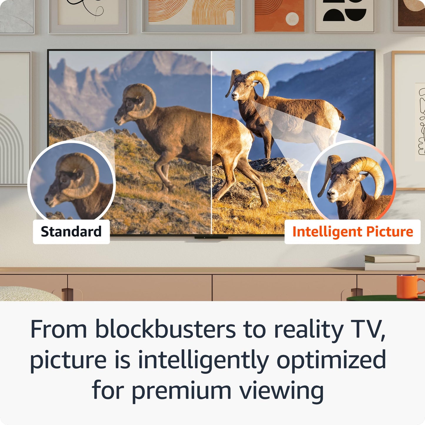 Amazon Fire TV 55" Omni Mini-LED Series, QLED 4K UHD smart TV, Dolby Vision IQ, 144hz gaming mode, Ambient Experience, hands-free with Alexa, 2024 release