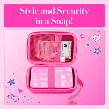 Kodak x Barbie EVA Case with Removable Strap, Built-in Mesh Pocket (Pink) Compatible w/Kodak x Barbie Printomatic or Step Slim Photo Printer