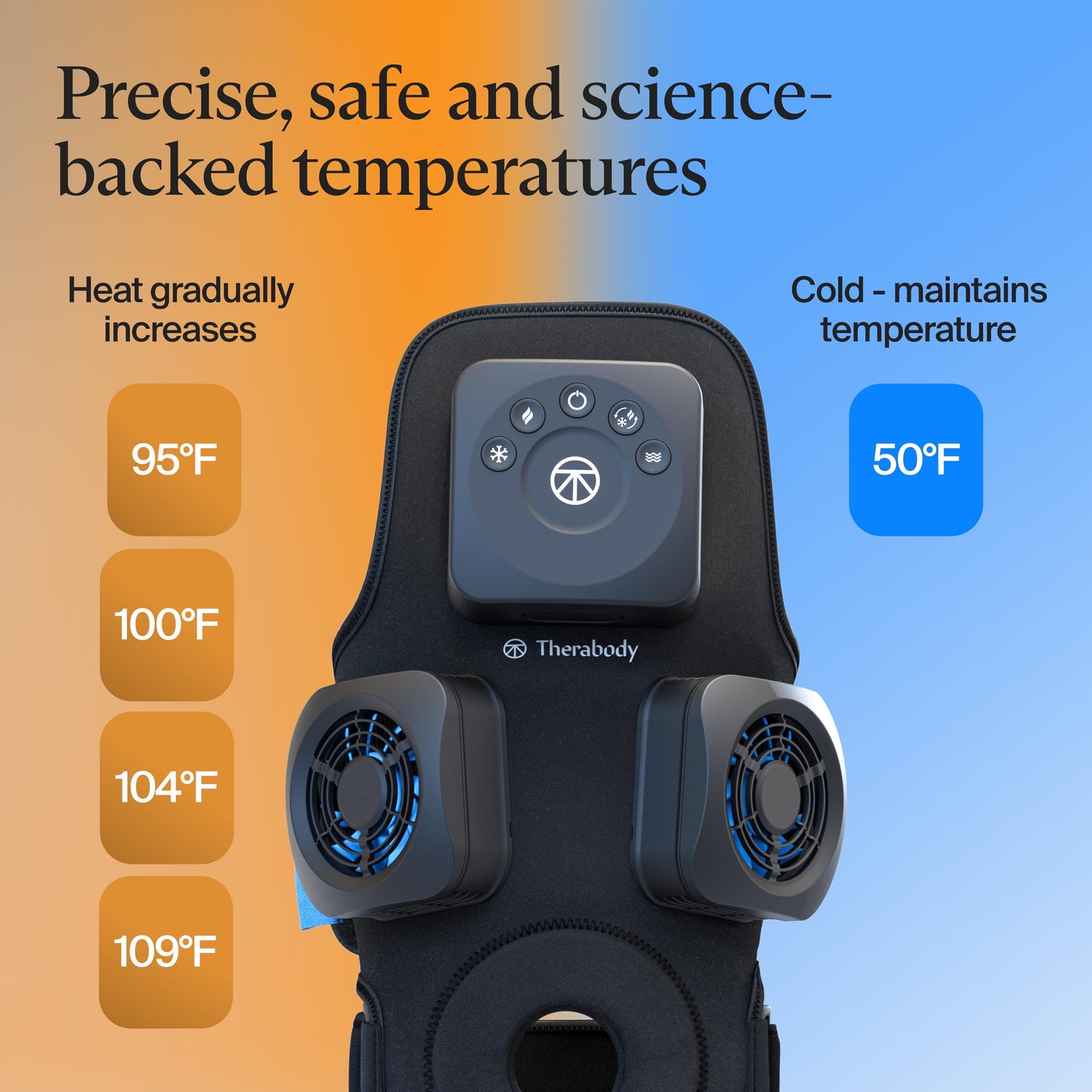 Therabody RecoveryTherm Knee - Contrast Therapy Wrap - Hot & Cold Vibration Wrap for Athletes - Advanced Contrast Therapy for Knee Pain Relief with Cryothermal Technology - One Size Fits All