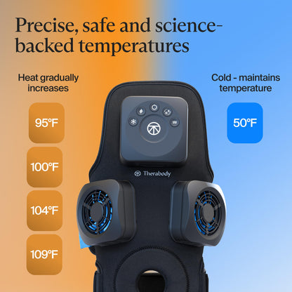 Therabody RecoveryTherm Knee - Contrast Therapy Wrap - Hot & Cold Vibration Wrap for Athletes - Advanced Contrast Therapy for Knee Pain Relief with Cryothermal Technology - One Size Fits All