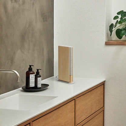 Bang & Olufsen Beosound Emerge Bookshelf Wi-Fi Speaker, Gold Tone/Light Oak