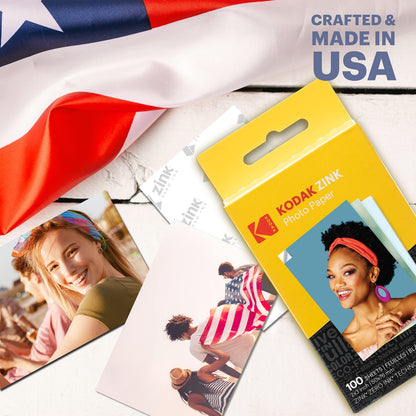 KODAK 2"x3" Premium Photo Paper (100 Sheets) Compatible with PRINTOMATIC, Smile and Step Cameras and Printers (Packaging May Vary)