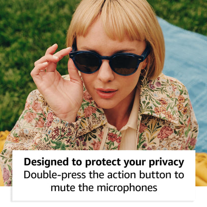 Amazon Echo Frames, an Alexa device (newest model), Smart glasses with Alexa, Round frames in Blue Tortoise with polarized sunglass lenses