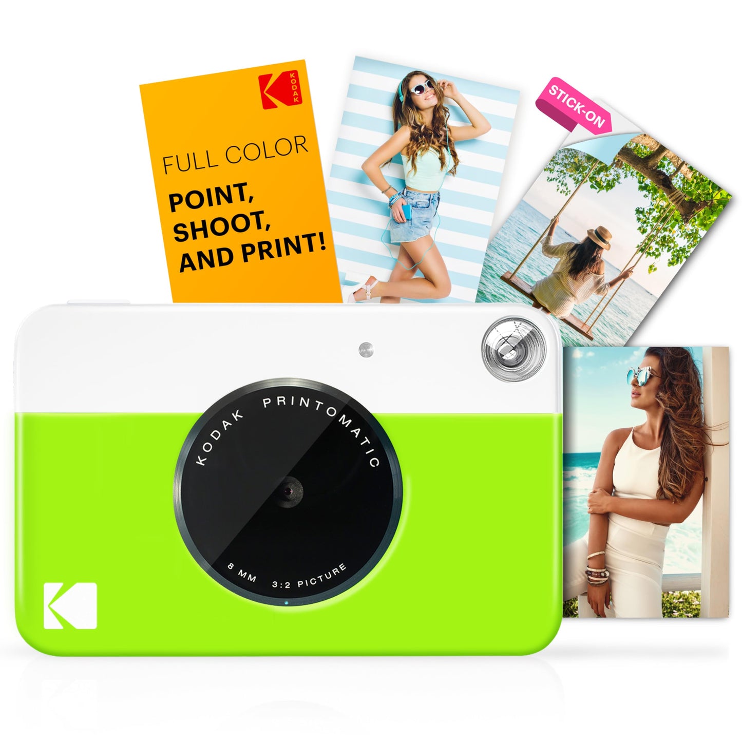 KODAK Printomatic Full-Color Instant Print Digital Camera - Colorful Photos On Zink 2x3" Sticky-Back Photo Paper - 5MP, Portable, Creative Fun Gift for Birthday, Christmas, Holiday - Green