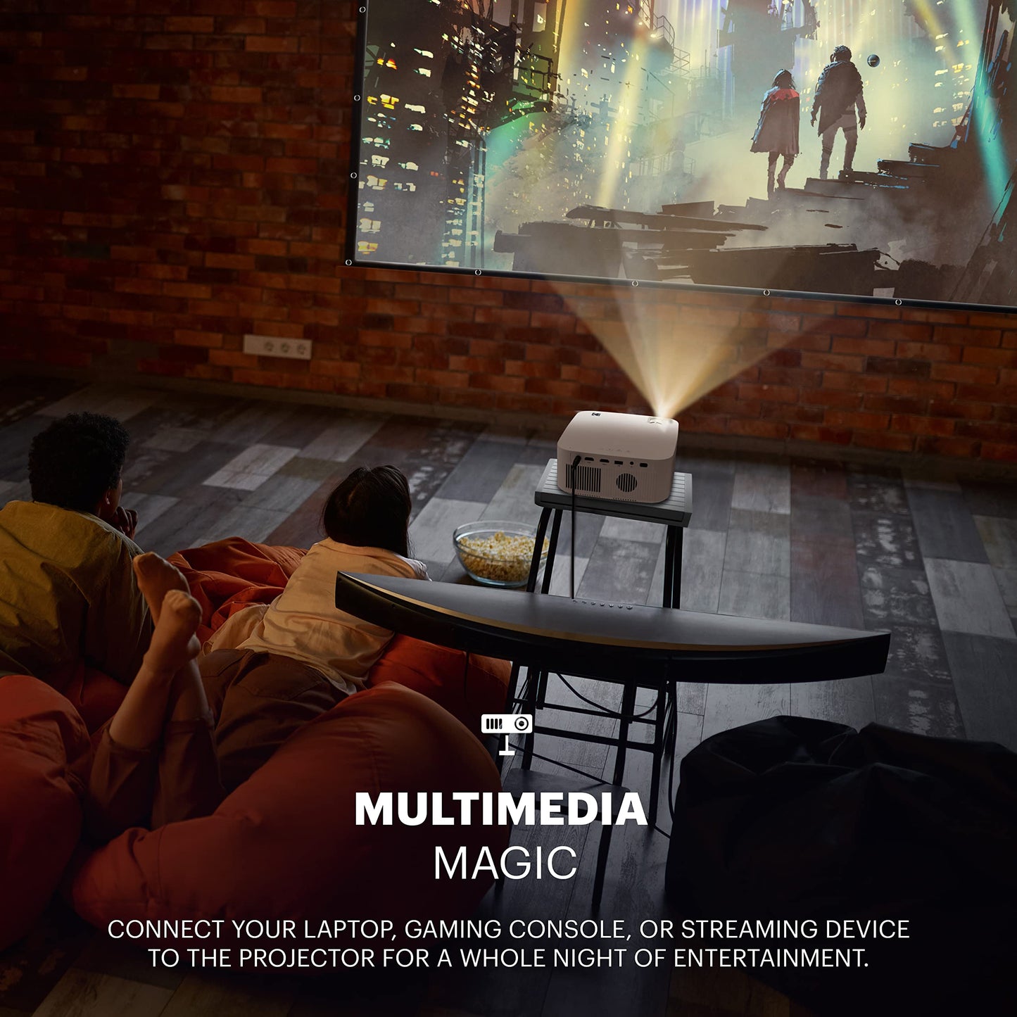 KODAK FLIK X10 Full HD Multimedia Projector Kit | 1080p Mini Compact Portable Home Theater System Bundle with 100” Projection Screen, Remote Control, Tripod Stand, HDMI Cable, Hooks & Carry Case