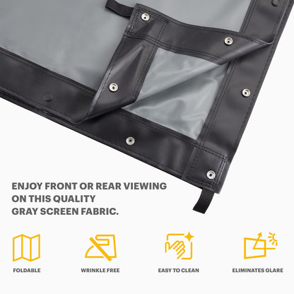 KODAK 150” Replacement Dual Projector Screen | Fast Fold Gray Front & Rear Projection Backdrop for Outdoor & Indoor Movies | Easy Clean, Glare Proof, Wrinkle Free Fabric