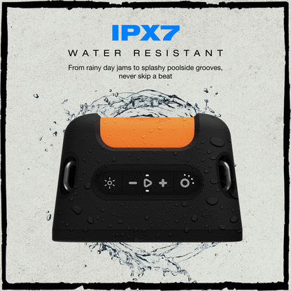 Skullcandy Stomp Bluetooth Speaker - IPX7 Waterproof Wireless Portable Speaker, with LED Lightshow & Strobe Modes, 12 Hour Battery, Multi-Link, & USB-C & USB-A Output Charging (Stomp, Black)