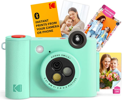 KODAK Smile+ 2-in-1 Digital Instant Print Camera & Wireless Bluetooth Photo Printer - 10MP, Special-Effect Rotating Lens, Zink 2x3” Sticky-Back Photos, Print via Fun App from Smart Devices