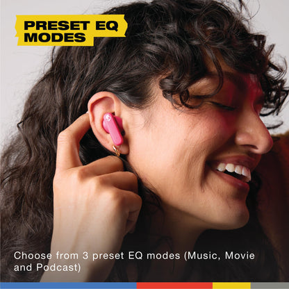 Skullcandy Smokin’ Buds Wireless Earbuds, Bluetooth Headphones, Noise Isolating Fit, Up to 20 Hours Battery, IPX4 Sweat and Water Resistant, Microphone for iPhone Android - Pink