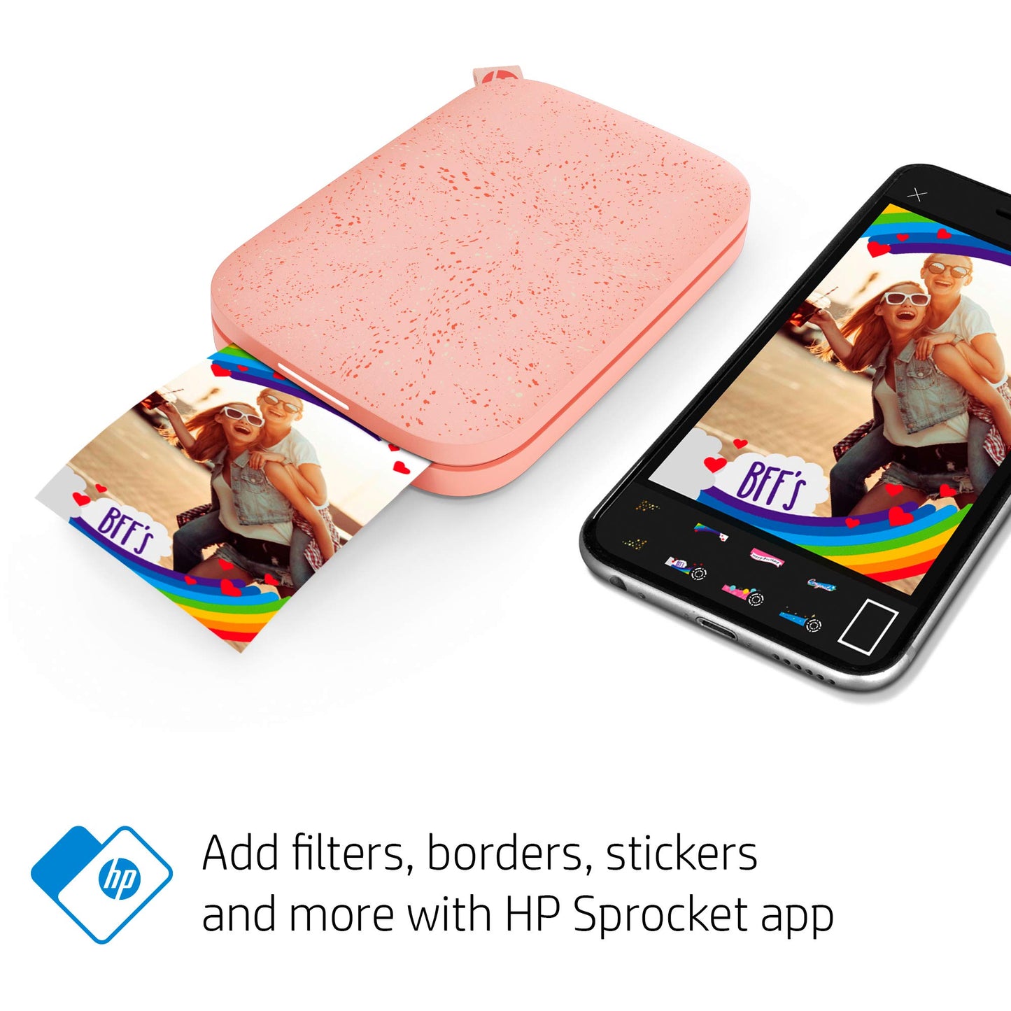 HP Sprocket 2x3" Instant Smartphone Photo Printer - Portable Color Wireless Mobile Printer - Zink Sticky-Back Photos - Print from Compatible iOS & Android Devices with Bluetooth w/Fun App - Pink