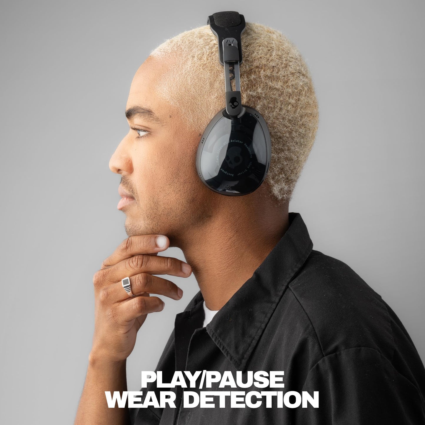 Skullcandy Aviator 900 ANC Wireless Over-Ear Bluetooth Headphones, THX Spatial Audio with Head Tracking, Adaptive Noise Cancelling, Up to 60 Hours Battery, Microphone for iPhone Android - True Black