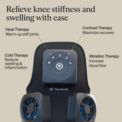 Therabody RecoveryTherm Knee - Contrast Therapy Wrap - Hot & Cold Vibration Wrap for Athletes - Advanced Contrast Therapy for Knee Pain Relief with Cryothermal Technology - One Size Fits All