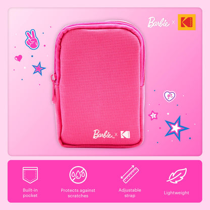 Kodak x Barbie Soft Case with Zipper Closure and Crossbody Shoulder Bag (Pink) Compatible with Printomatic Camera or Step Slim Photo Printer