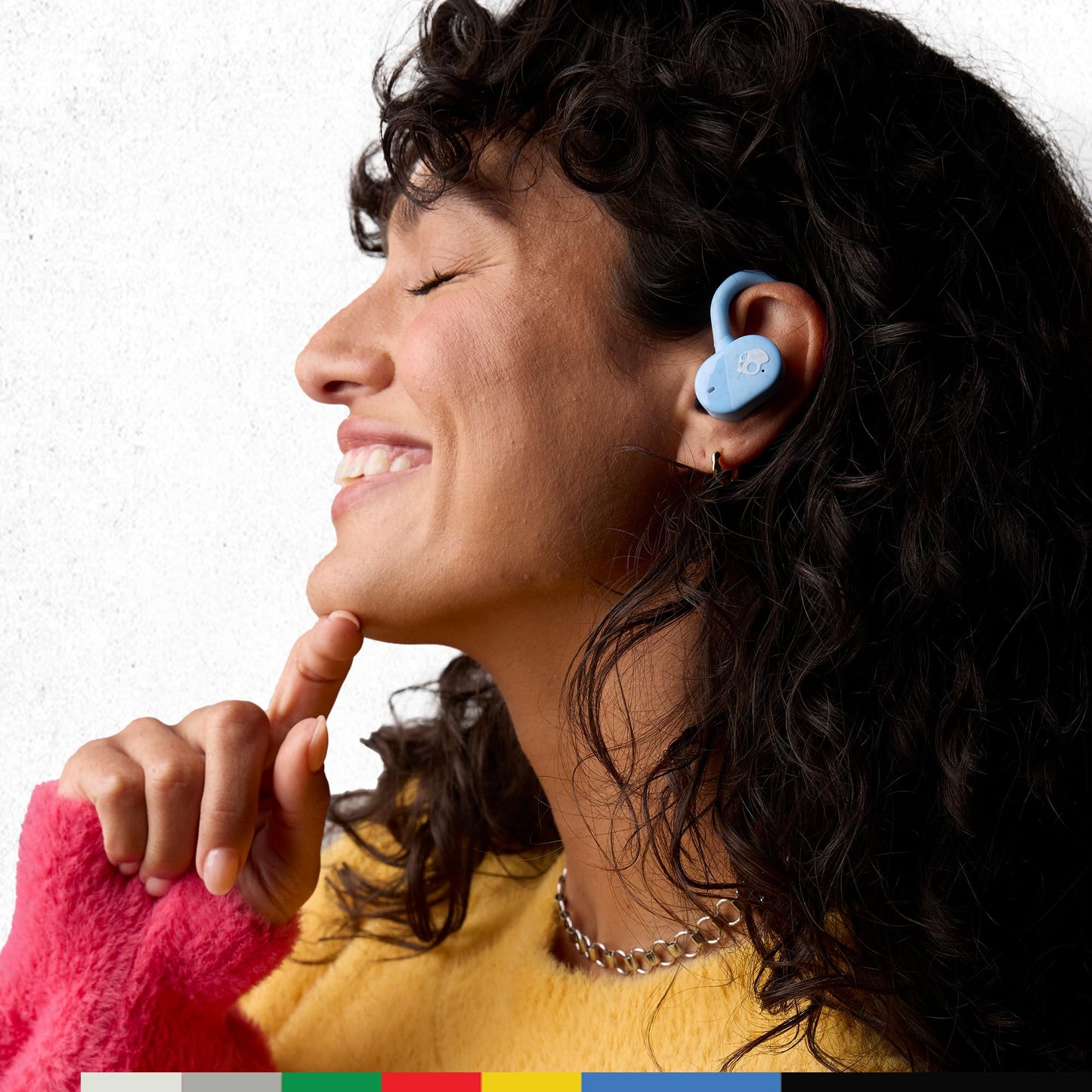 Skullcandy Push Play Active Wireless Earbuds, Bluetooth Headphones, Noise Isolating, 34 Hrs Battery, Secure-Fit Over-Ear Hanger, Sweat Water Resistant, Microphone for iPhone Android - Preppy Blue