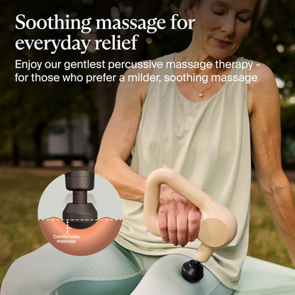 TheraGun Relief by Therabody - Easy-to-Use, Comfortable & Light Handheld Percussion Massage Gun for Everyday Pain Relief Massage Therapy in Neck, Back, Leg, Shoulder and Body (Sand)