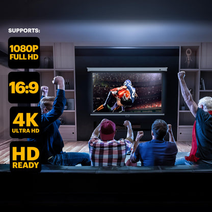 KODAK Manual Pull-Down White Projector Screen 80" Inch | Large 16:9 Office, Home Movie Theater Screen with Wall & Ceiling Mount Options, Easy-Clean Matte Fabric & Retractable Hanging Design | Indoor.