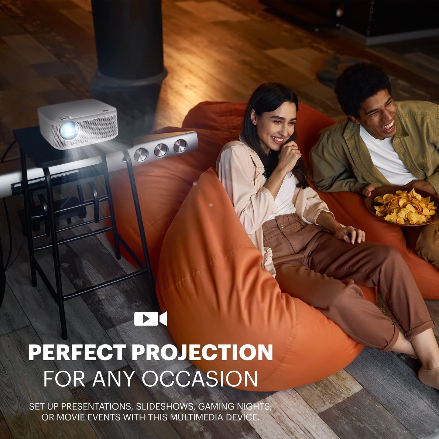 KODAK FLIK X10 Full HD Multimedia Projector | Mini Portable Compact Home Theater System with Remote Control, Native 1080p Video Projection & HDMI Cable | Watch Movies from iPhone, Laptop & More